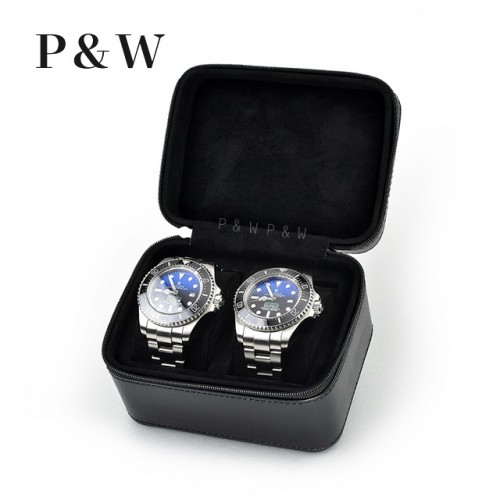 P&W 手工 超纖皮手錶收藏盒 (2支裝)