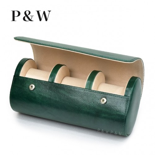 P&W 手工 頭層牛皮 手錶收藏盒 (3支裝)