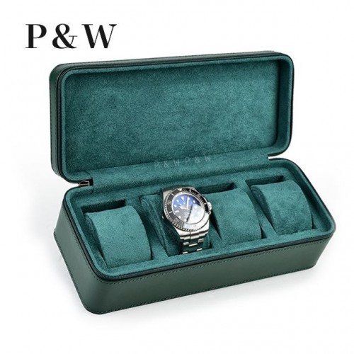 P&W 手工 超纖皮手錶收藏盒 (4支裝)