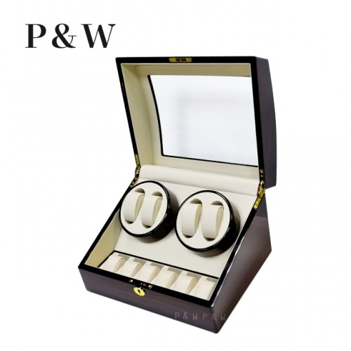 【P&W】031EW 手錶自動上鍊盒 木質鋼烤 電池插電雙用 (4+6支裝)