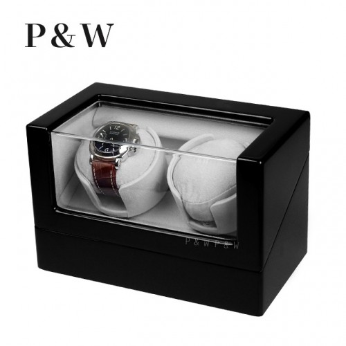 【P&W】1012BG 手錶自動上鍊盒 木質鋼烤 電池插電雙用(2支裝)