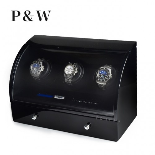 【P&W】323BB-N 手錶自動上鍊盒 木質鋼烤(3+3支裝)