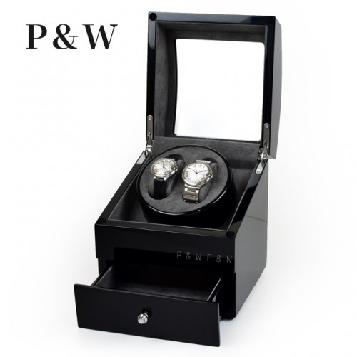 【P&W】90721BG-9 手錶自動上鍊盒 木質鋼烤(2支裝)  