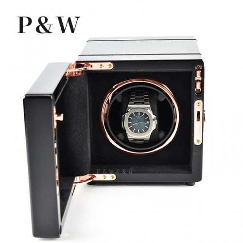 【P&W】B-1BL 手錶自動上鍊盒 木質鋼烤 電池插電雙用 (1支裝)