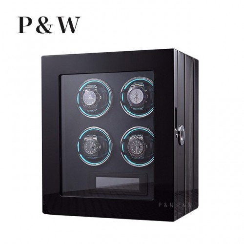 【P&W】LT-2604BHB 手錶自動上鍊盒 木質鋼烤 智慧指紋(4支裝)