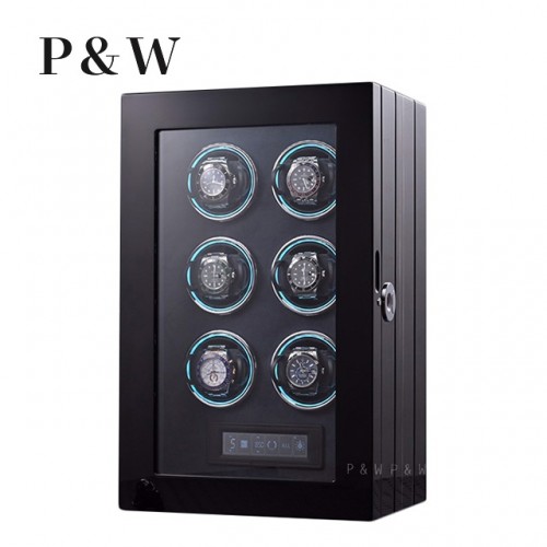 【P&W】LT-2606BHB 手錶自動上鍊盒 木質鋼烤 智慧指紋(6支裝)