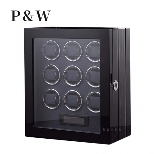 【P&W】LT-2609BHB 手錶自動上鍊盒 木質鋼烤 智慧指紋(9支裝)
