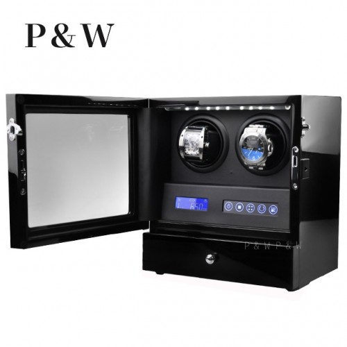 【P&W】S202-LB 手錶自動上鍊盒 木質鋼烤(2+2支裝)