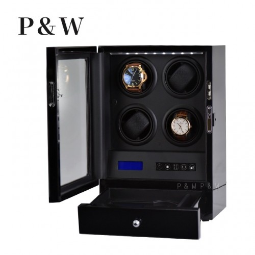 【P&W】S204-LB 手錶自動上鍊盒 木質鋼烤(4+2支裝)