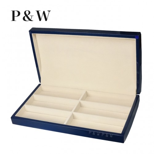 P&W 木質鋼烤 眼鏡收藏盒 內藏化妝鏡 (6支裝)