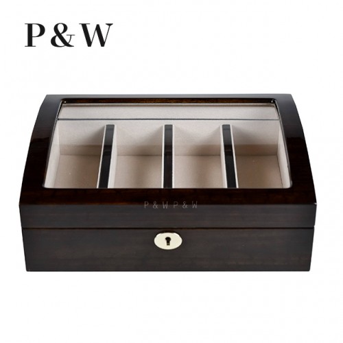 P&W 木質鋼烤 透明開窗 眼鏡收藏盒 (4支裝)