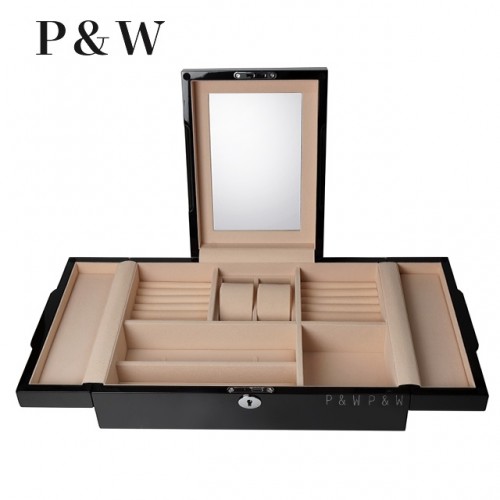 P&W 木質鋼烤 化妝鏡首飾盒+錶盒 